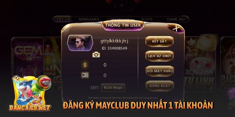 Đăng ký Mayclub trên PC và di động trong 4 bước đơn giản 1 Đăng ký Mayclub duy nhất 1 tài khoản